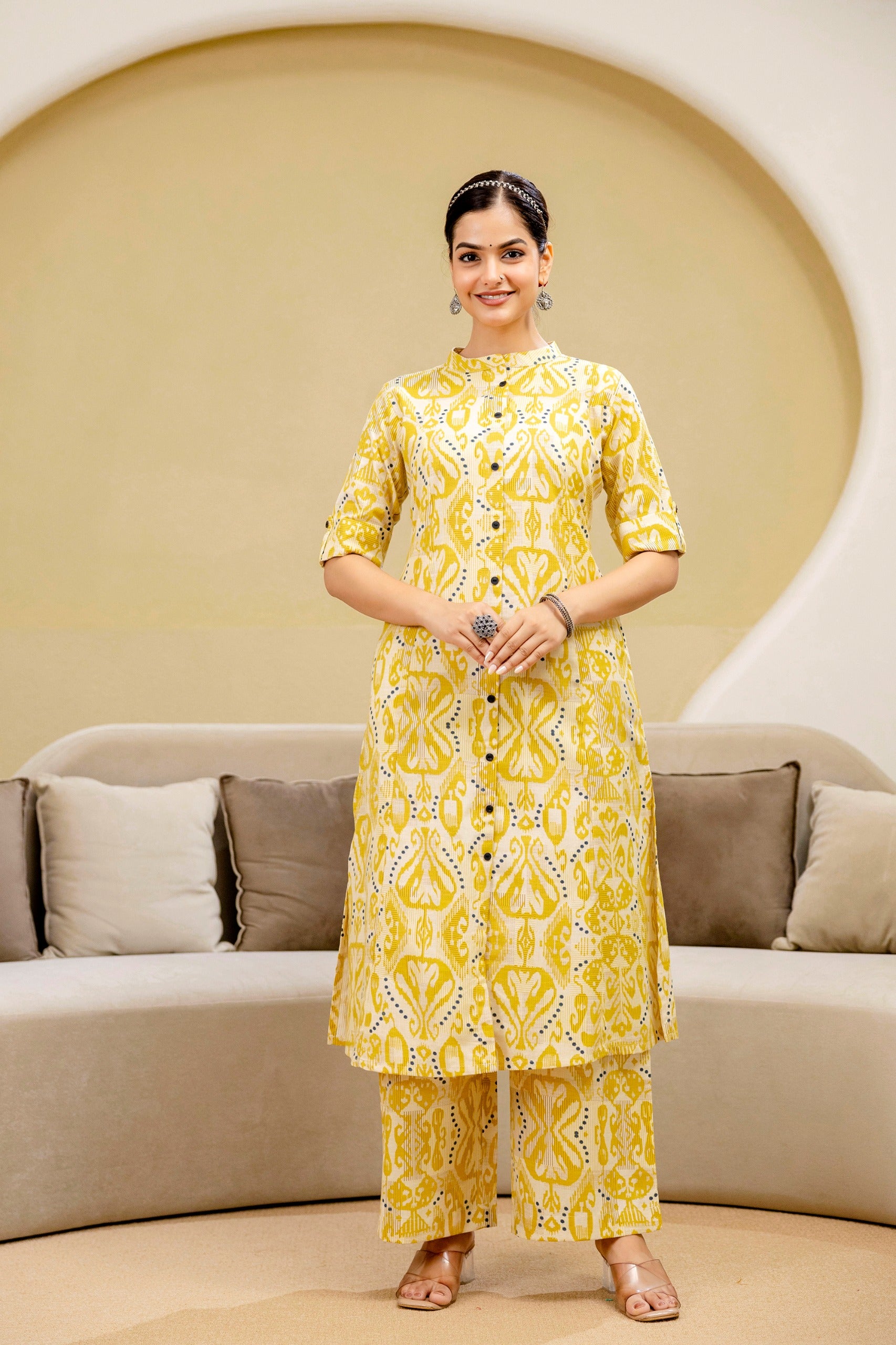 Pari Cotton Ikkat Cotton A-line Coord Set