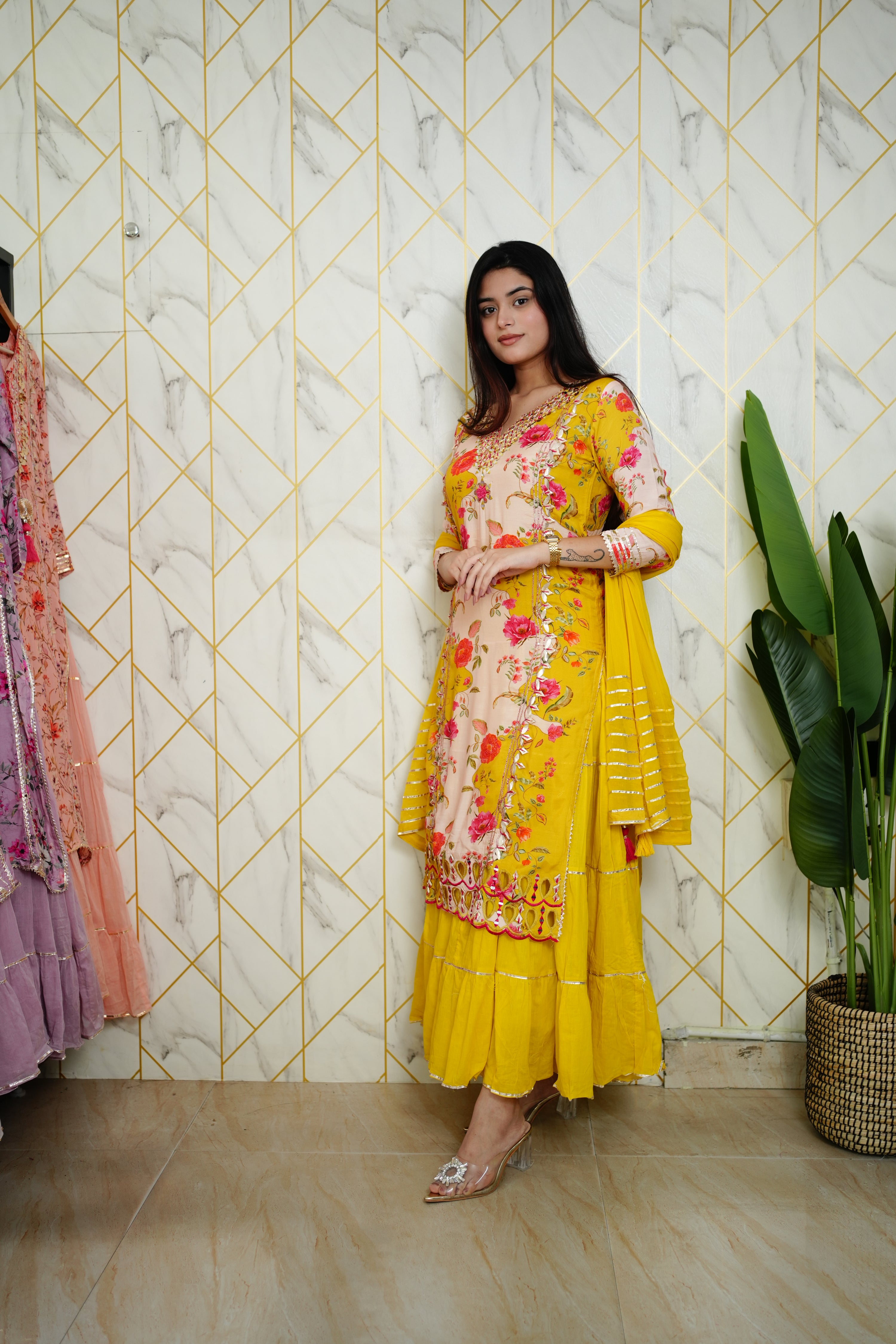 Tahira Muslin Double Layer Dupatta Set - The Jaipur Studio