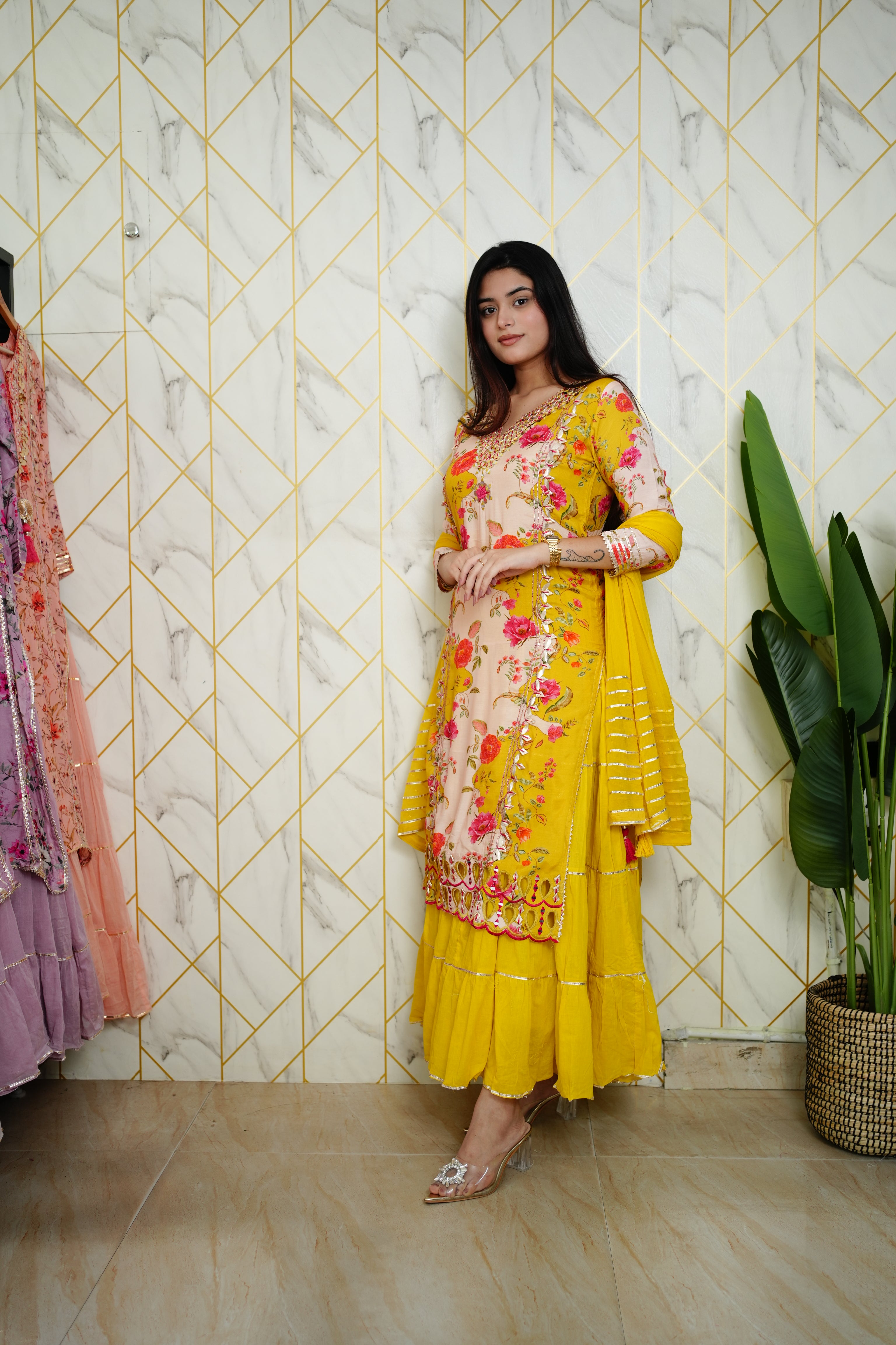 Tahira Muslin Double Layer Dupatta Set - The Jaipur Studio
