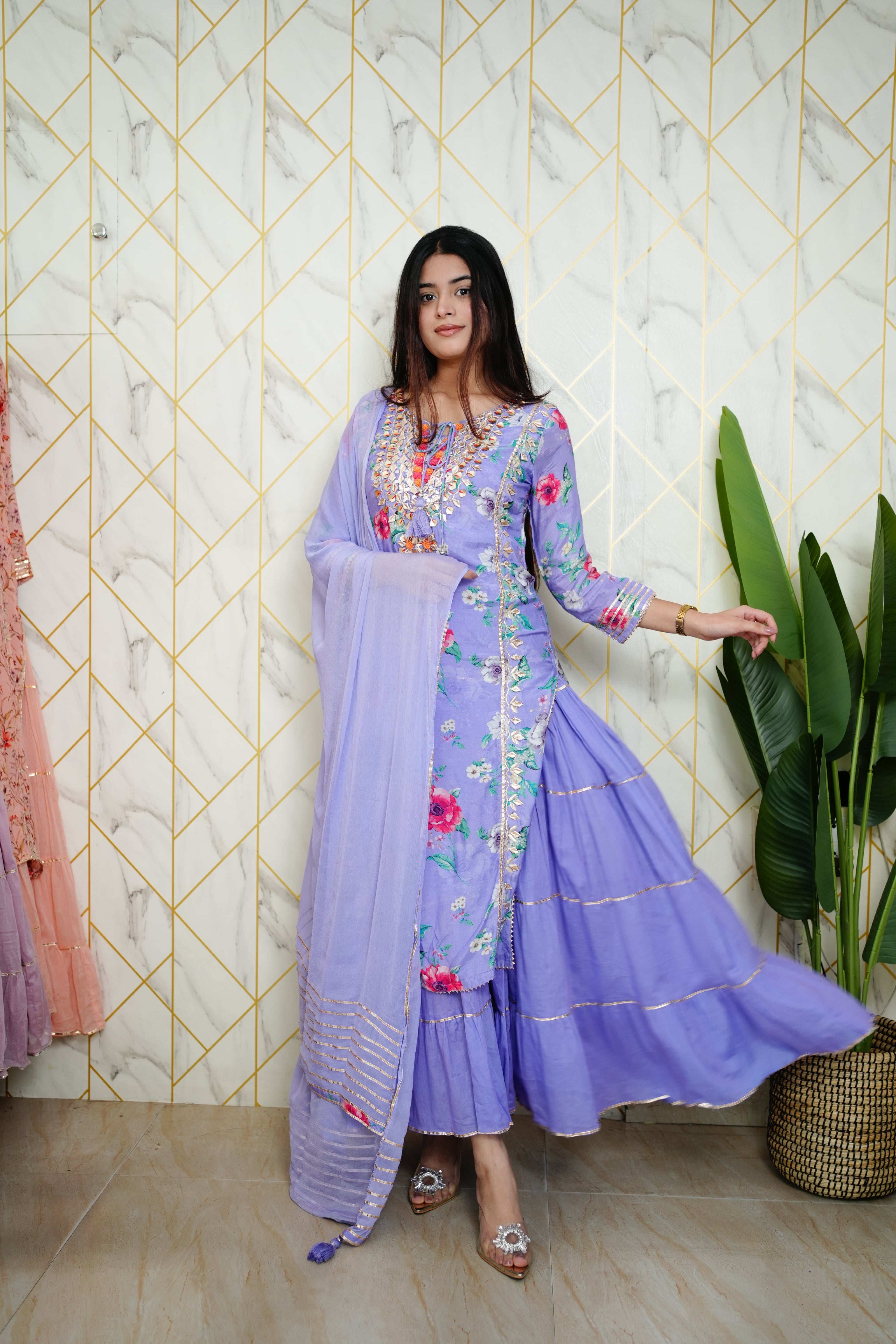 Naaz Muslin Double Layer Dupatta Set - The Jaipur Studio