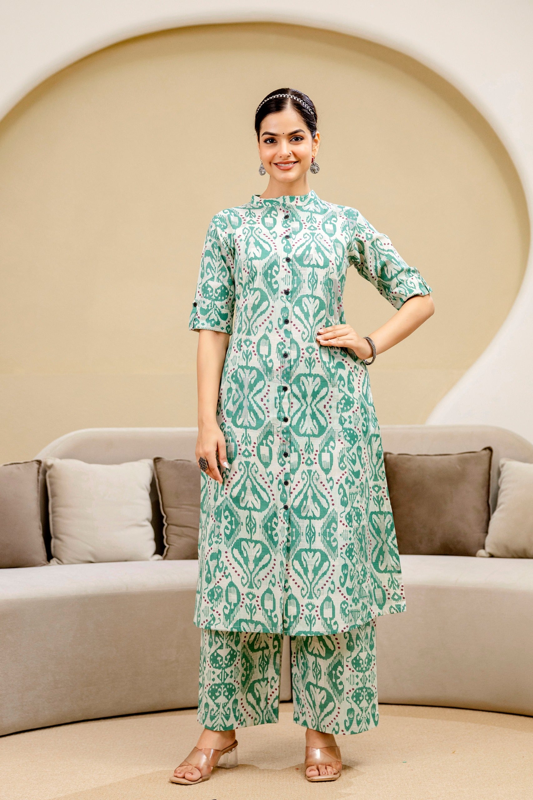 Pari Cotton Ikkat Cotton A-line Coord Set