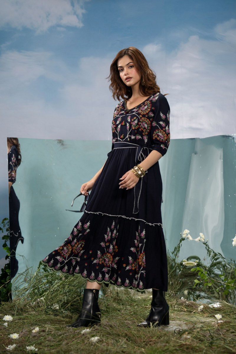 Elleza Cotton Embroidered Long Dress