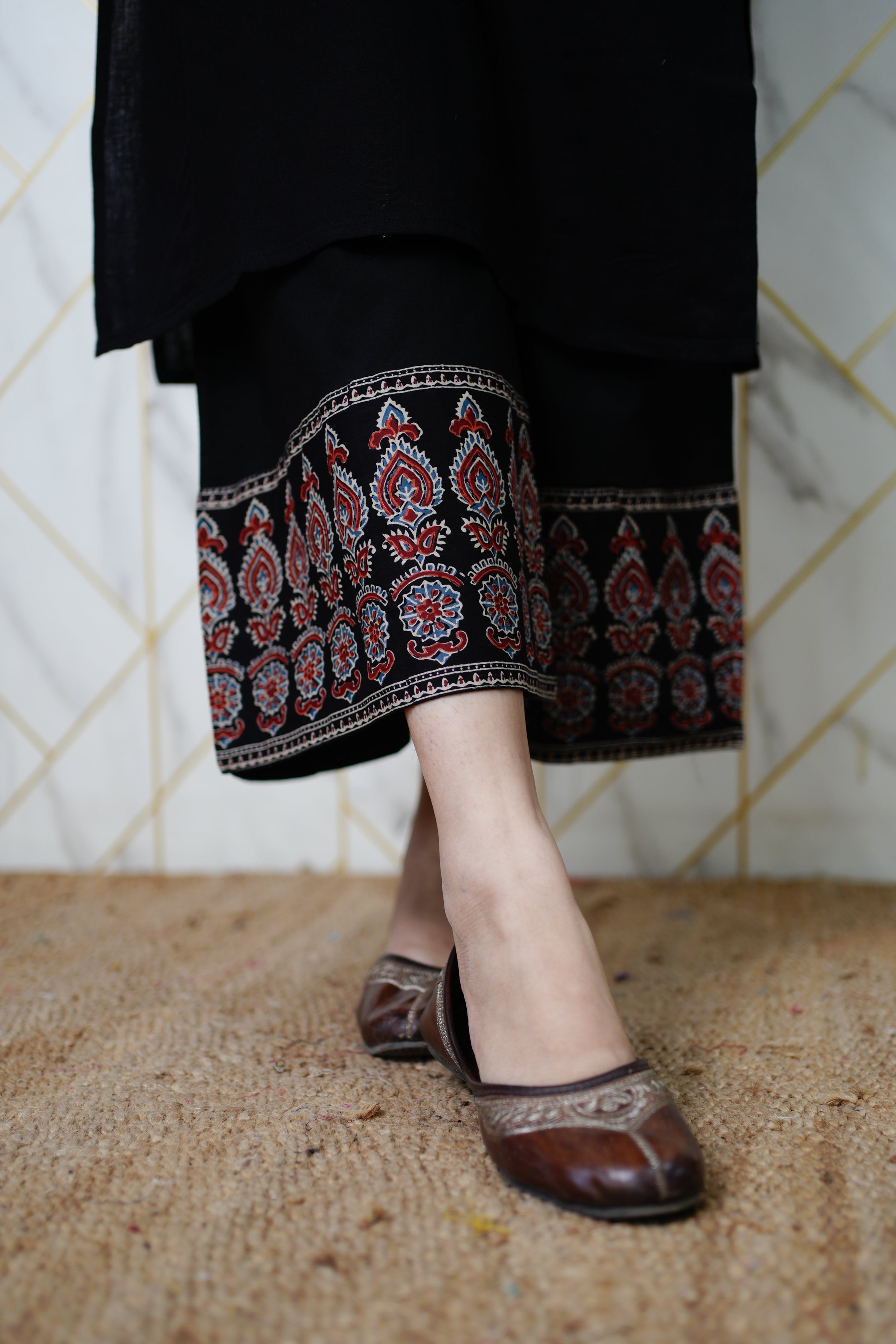 Damini Ajrakh Embroidered Cotton Coord Set - The Jaipur Studio