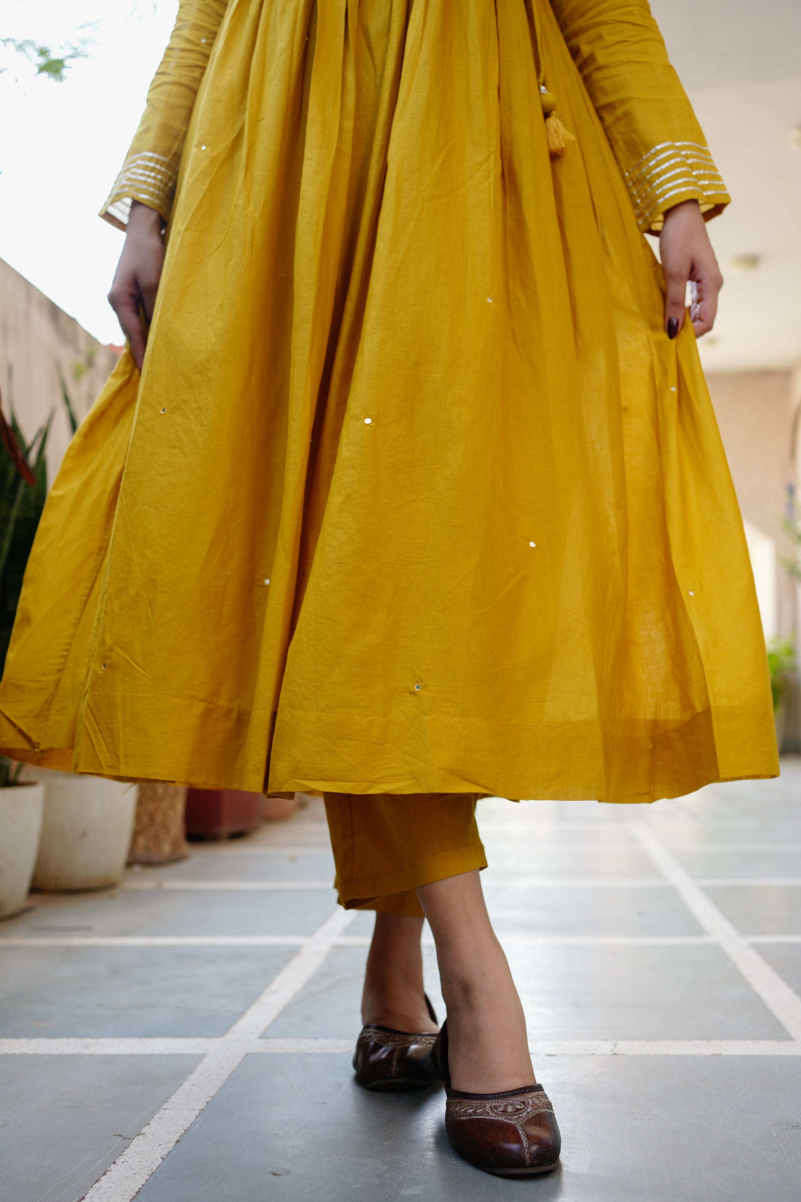 Baani Cotton Angrakha Embroidered Anarkali Set