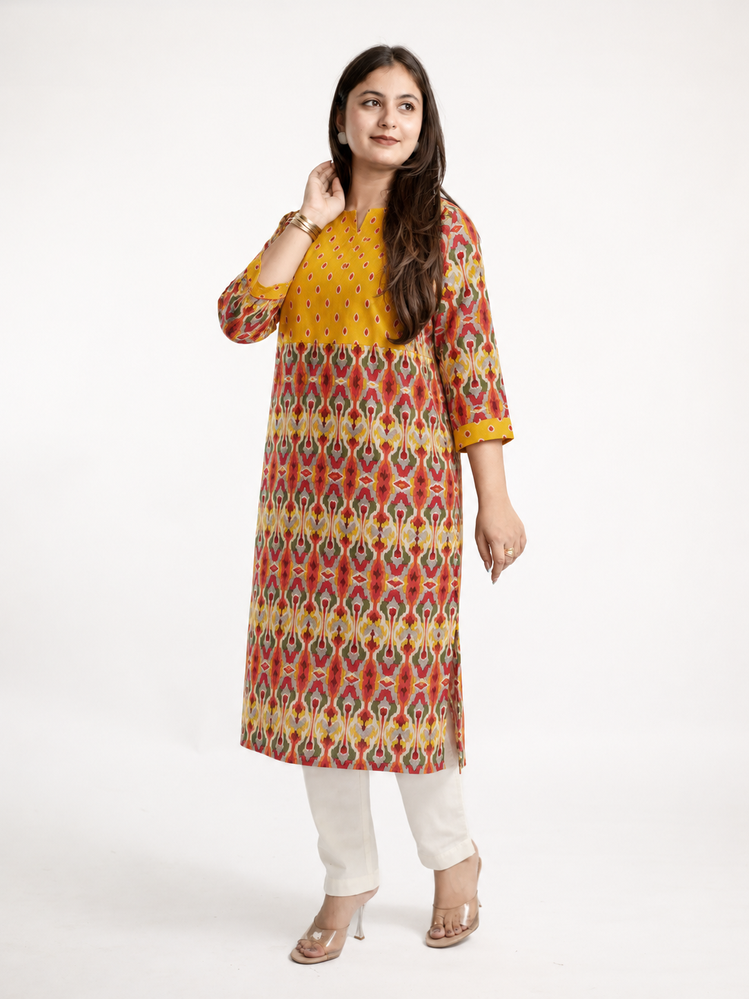 Rashmi Yellow Cotton Casual Straight Kurta