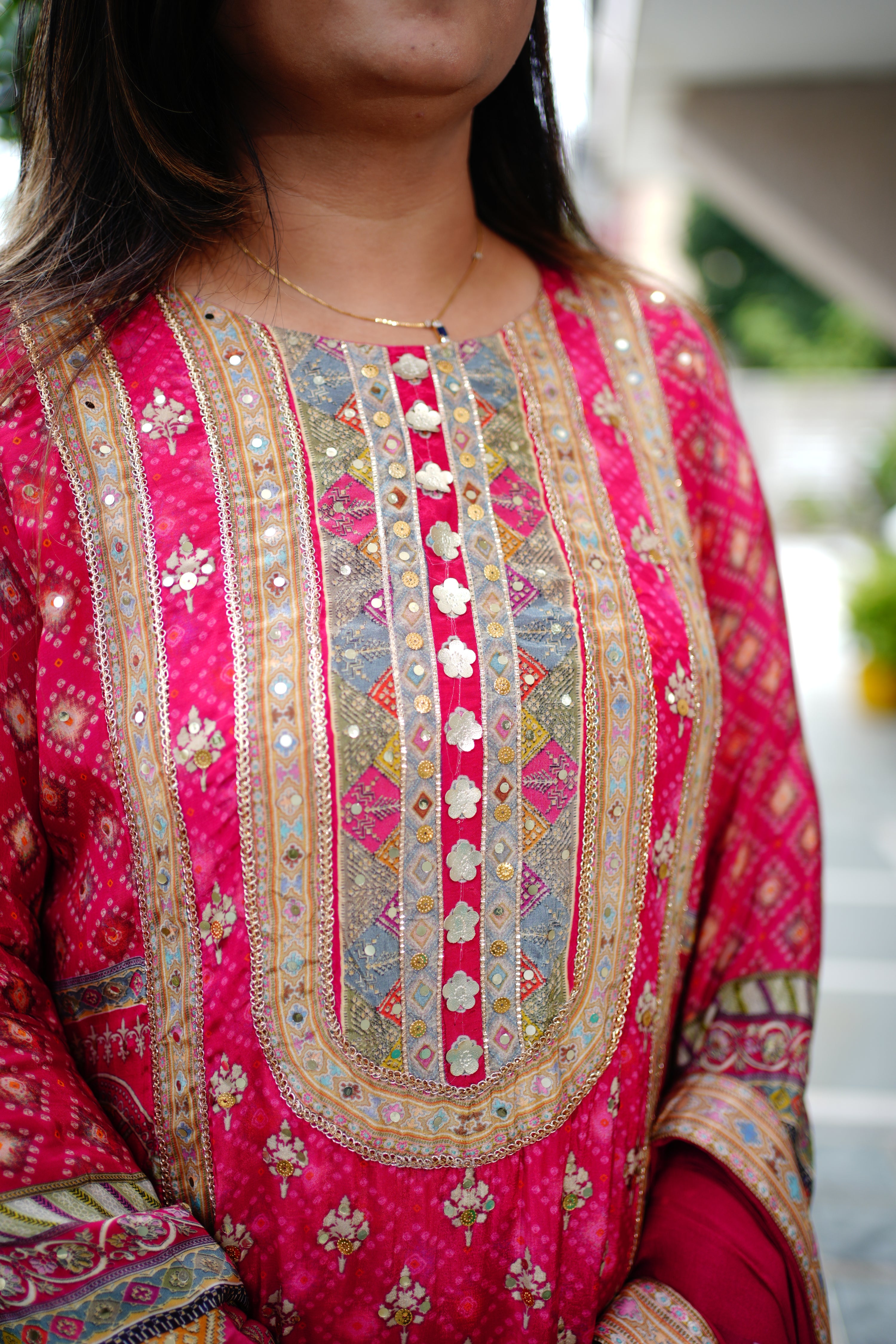 Roshni Asymmetric Crepe Embroidered Pant Set