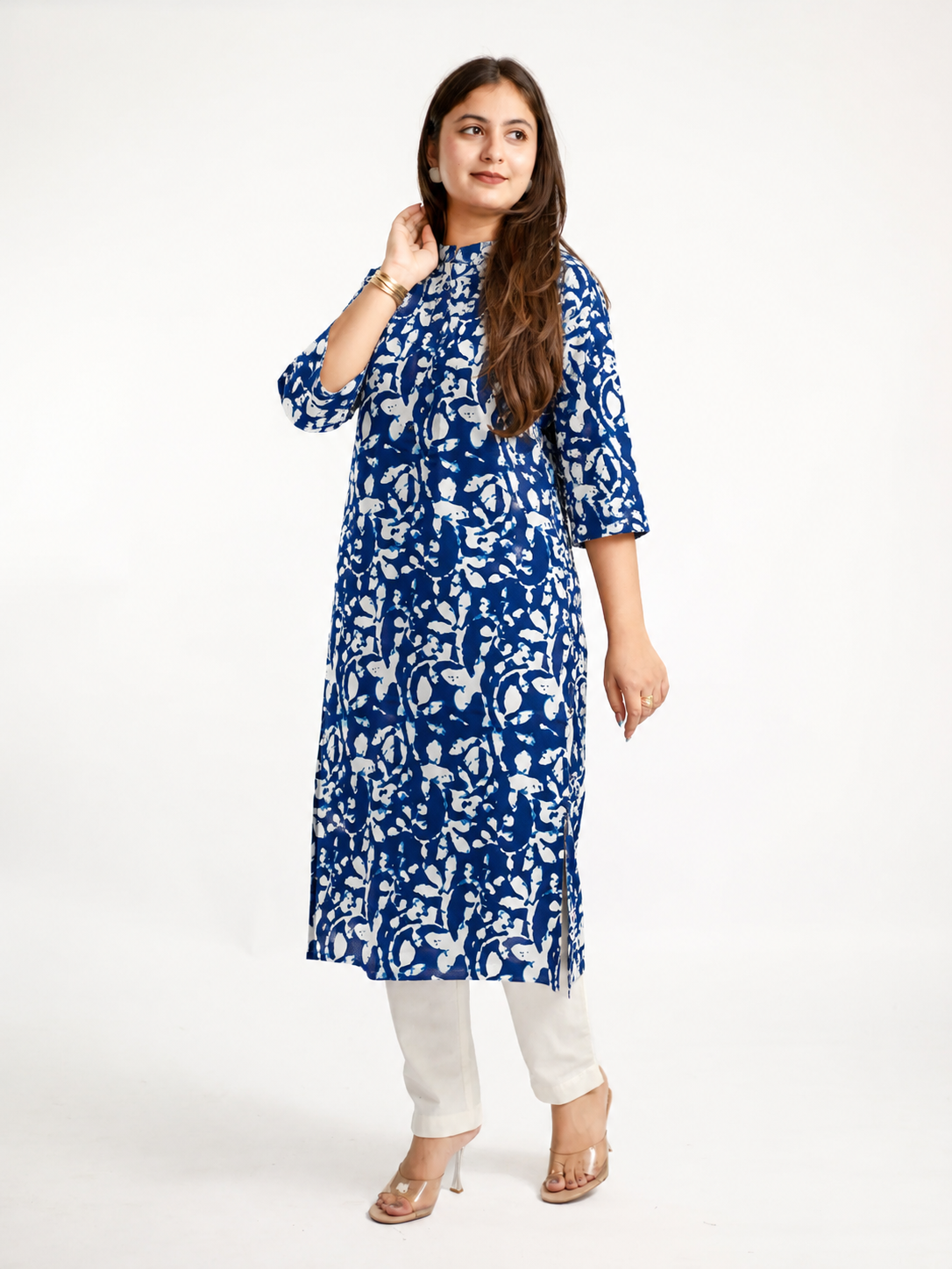Julie Blue Casual Rayon Straight Kurta