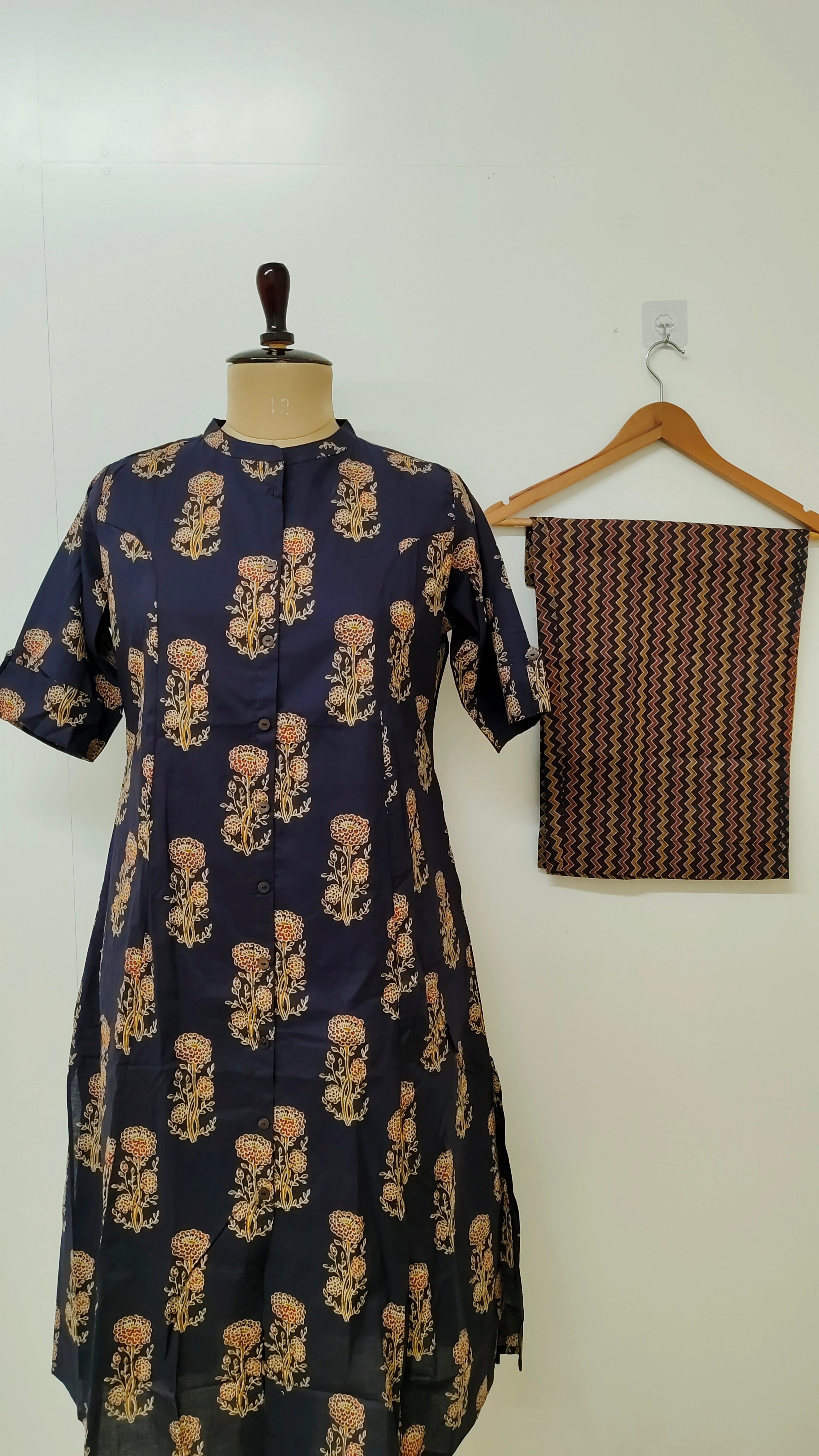 Pihu Blue Cotton A-line Coord Set