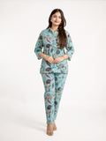 Jasmine Blue  Rayon Floral Coord Set