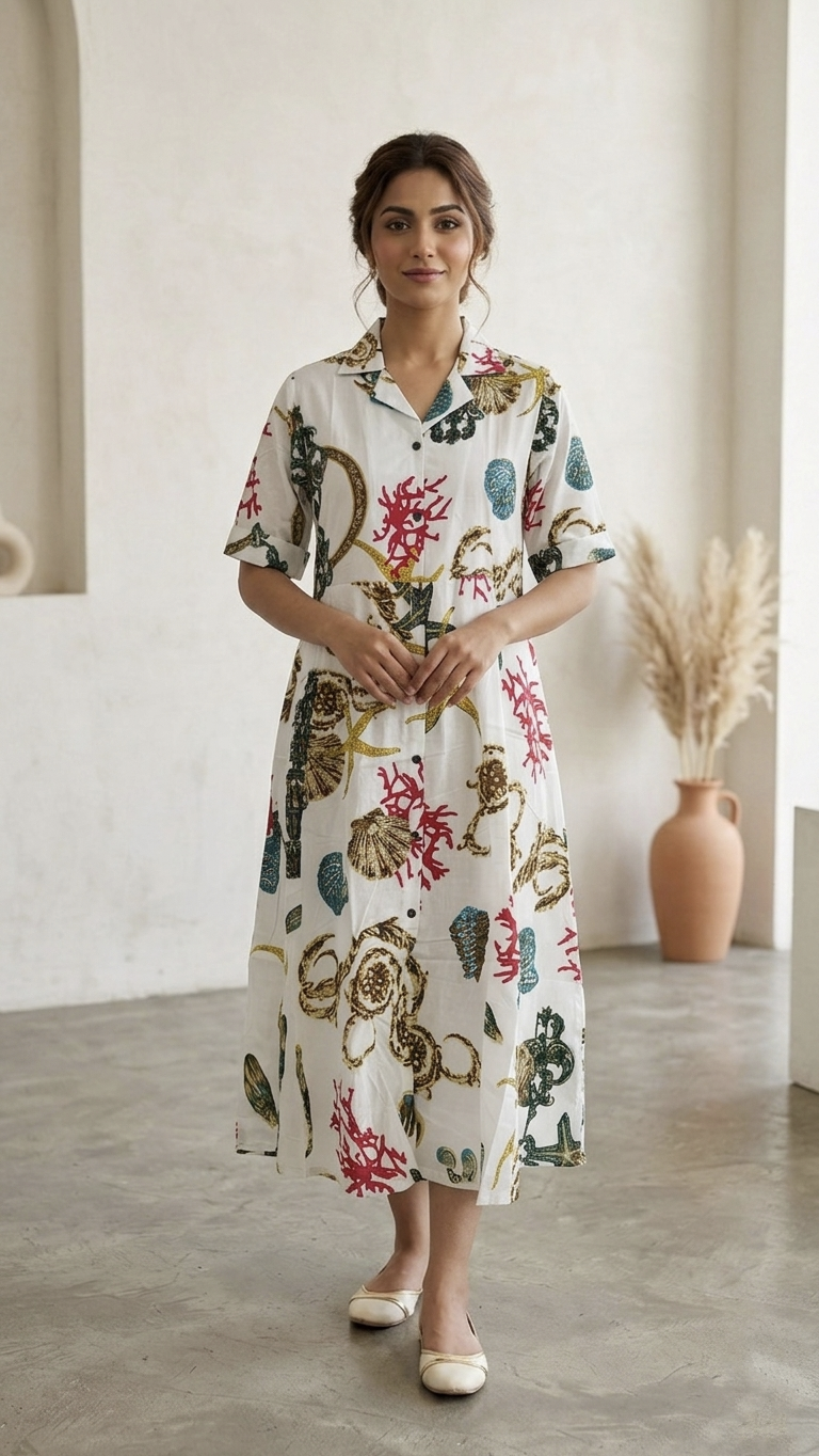 Debina White Cotton Floral Short Dress