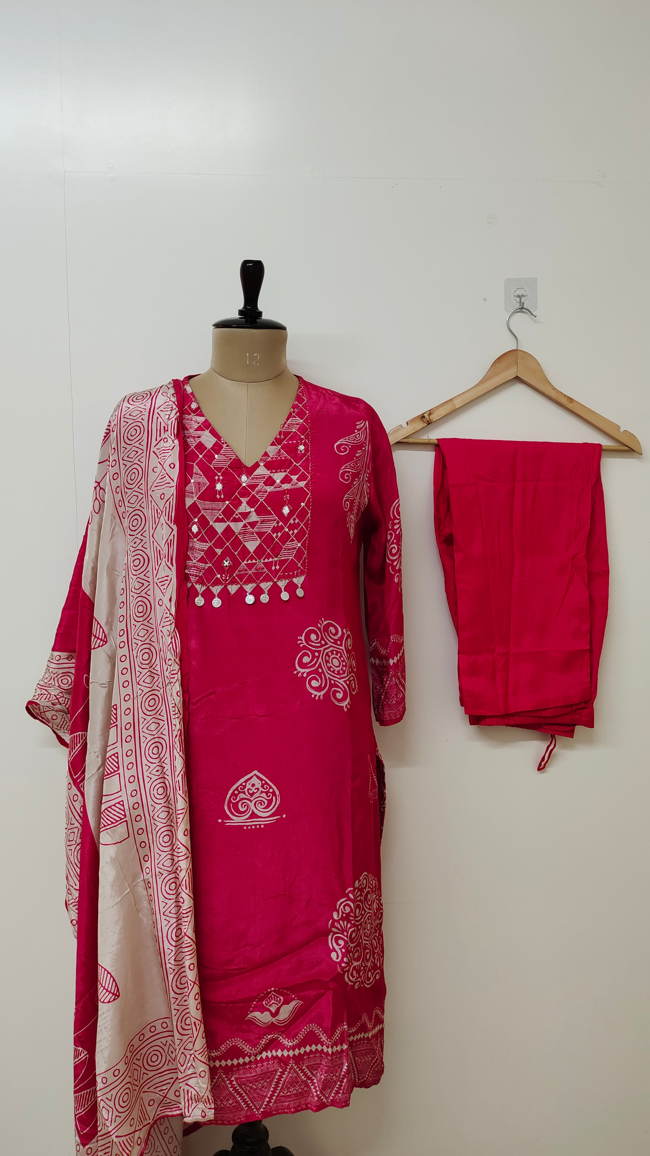 Joshina Pink Crepe HandEmbroidered Pant Set