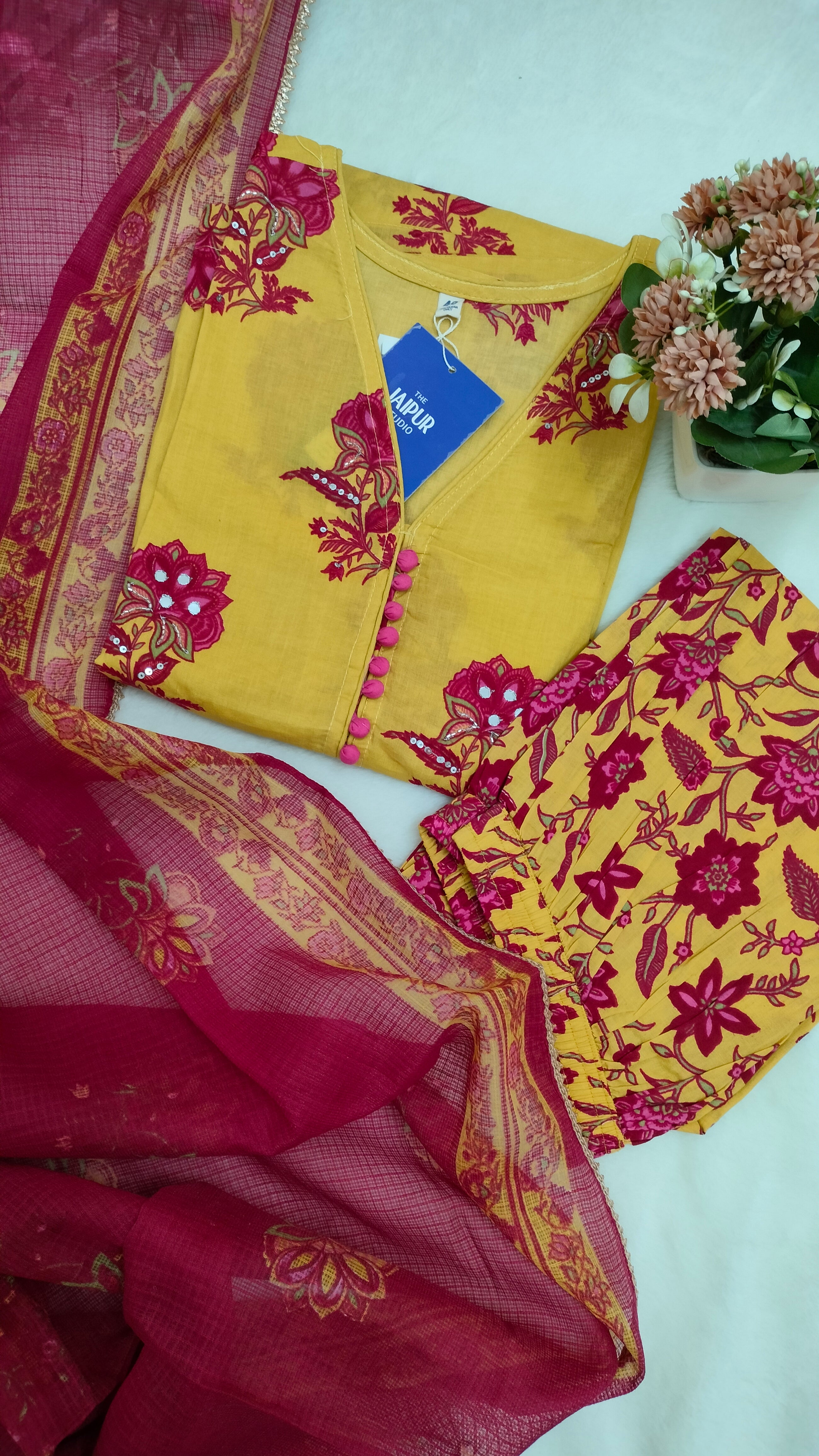 Lasya Premium Cotton Embroidered Pakistani Pant Set - The Jaipur Studio