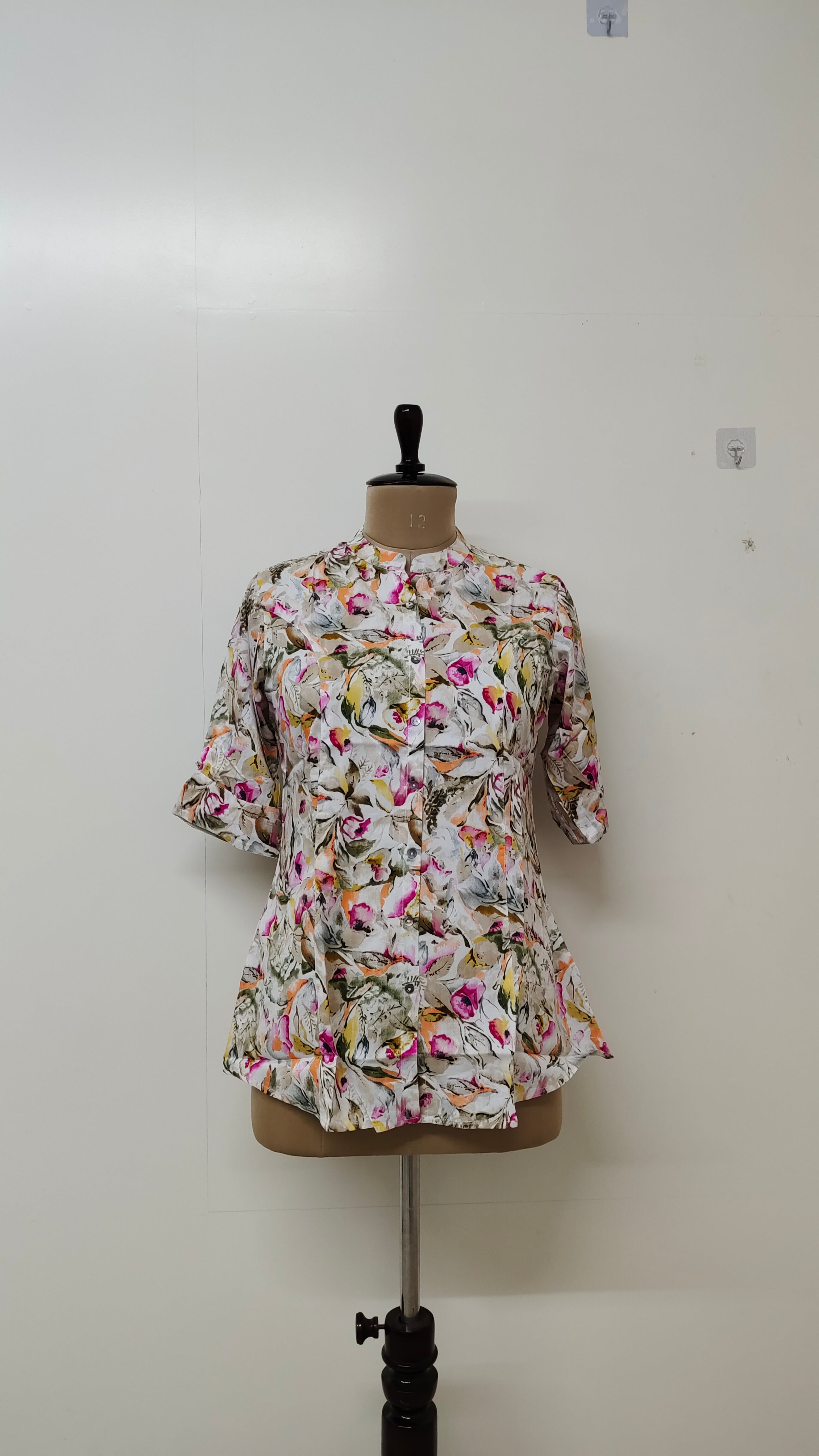 White Rayon Floral Blossom Short Top