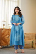 Sudipta Blue Mul Cotton A-line Pant Set
