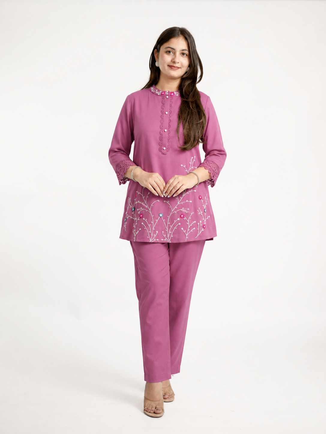 Samiksha Imported Crepe Hand Embroidered Coord Set