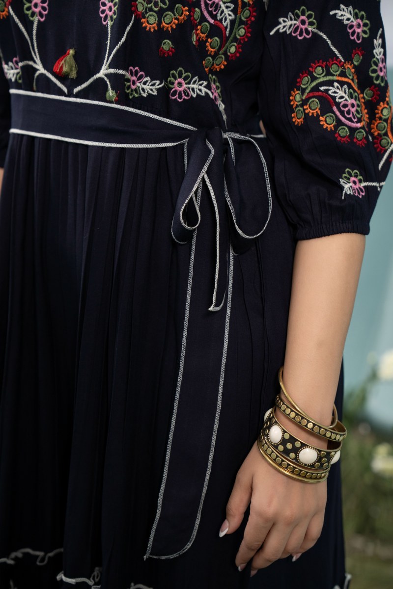 Elleza Cotton Embroidered Long Dress