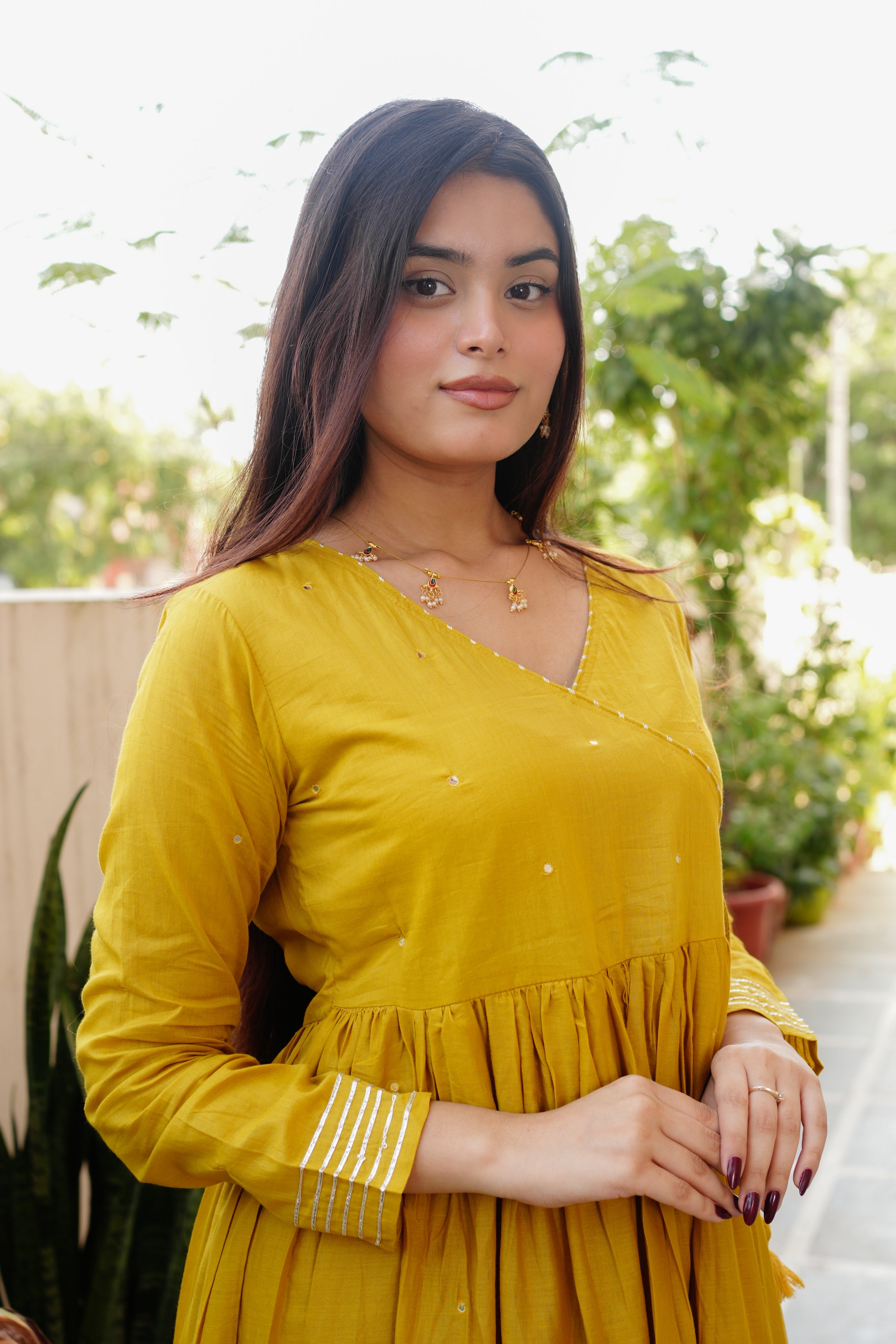 Baani Cotton Angrakha Embroidered Anarkali Set