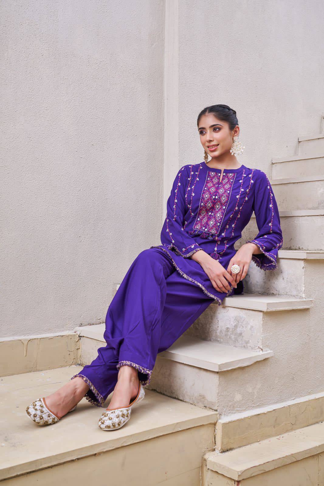 Gulnaar Two-Piece Embroidered Coord set