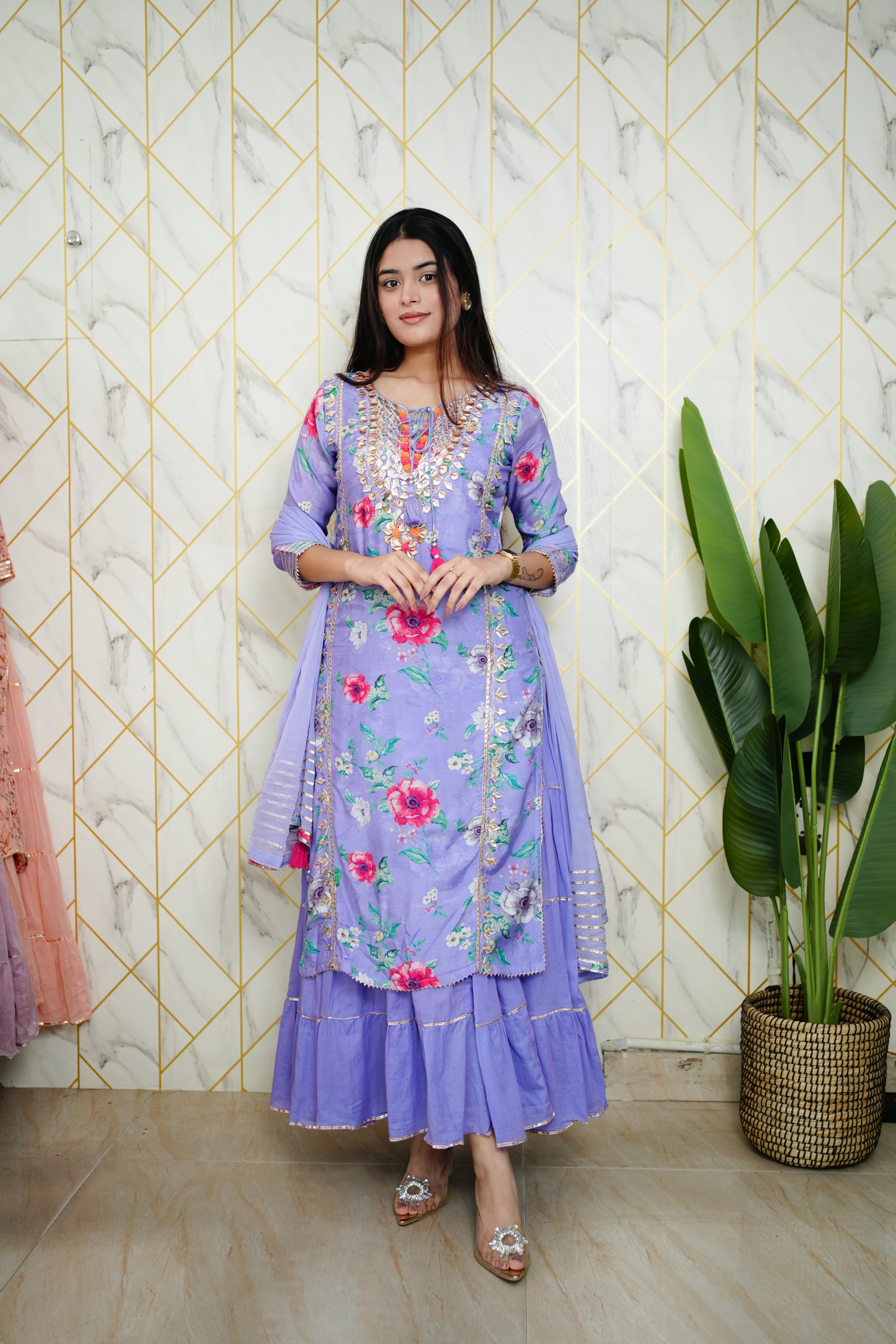 Naaz Muslin Double Layer Dupatta Set - The Jaipur Studio