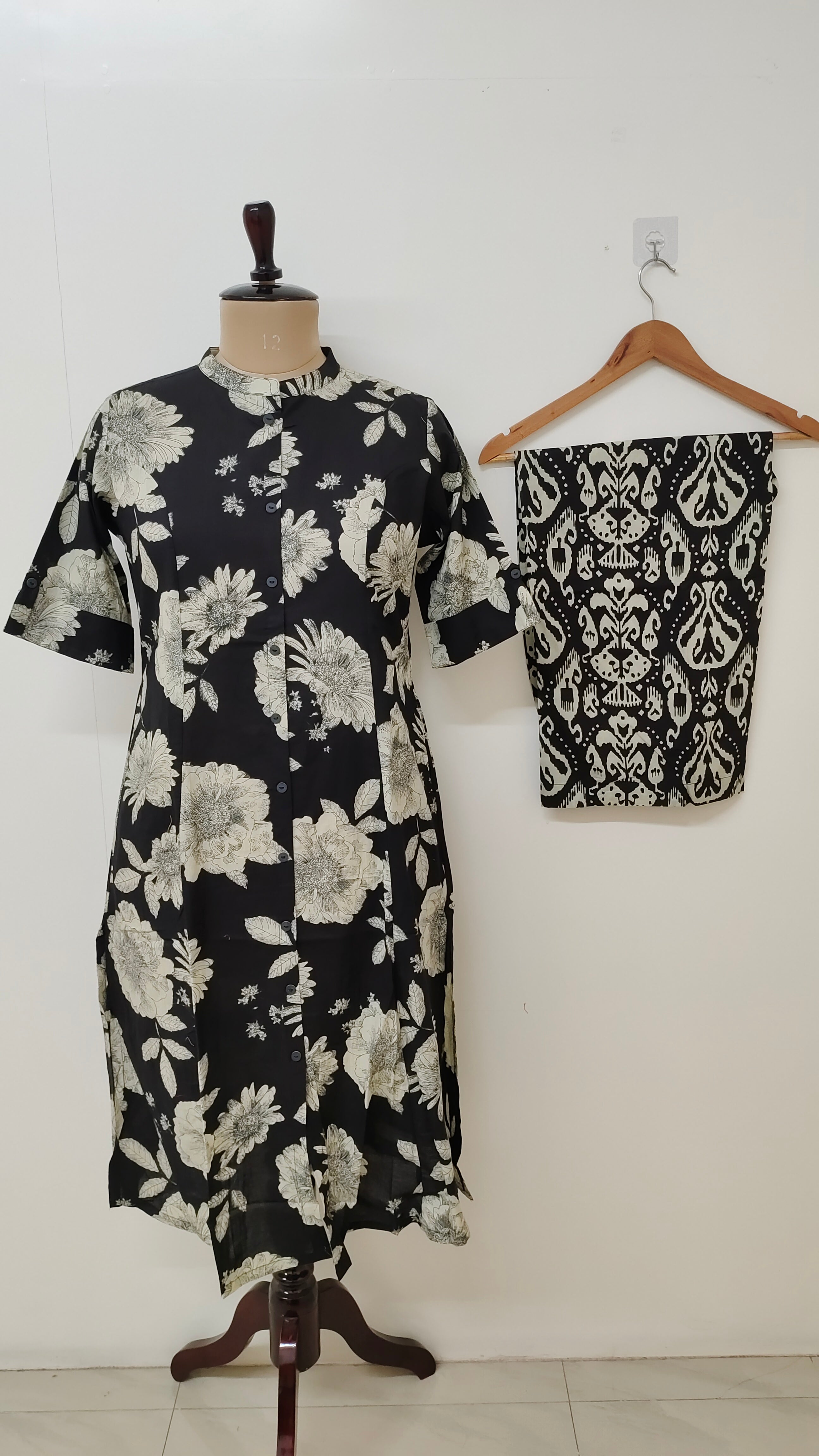 Geet Black Floral A-line Coord Set
