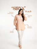 Sirya Peach Muslin Lucknowi Embroidered Short Top