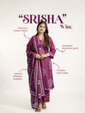 Srisha Wine Cotton Bandhani Leheriya Dupatta Set