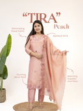 Tira Peach Tissue Cutwork Embroidered Dupatta Set