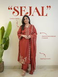 Sejal Rust Cotton Cutwork Applique HandEmbroidered Pant set
